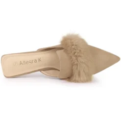 Allegra K Women's Pointed Toe Faux Fur Slip On Flat Slide Mules -Georgia Shoes Shop GUEST 6aca70c7 0d1e 49a4 af83 f671f8ce9802