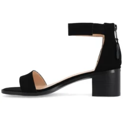 Journee Collection Womens Percy Low Stacked Heel Back Heel Zip Sandals