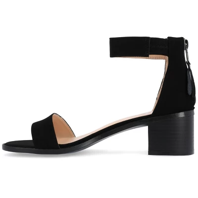 Journee Collection Womens Percy Low Stacked Heel Back Heel Zip Sandals 3 Journee Collection Womens Percy Low Stacked Heel Back Heel Zip Sandals