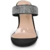 Allegra K Women's Clear Strap Rhinestones Heel Chunky Heels Slide Sandals