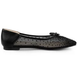 Allegra K Women's Pointed Toe Bow Rhinestone Mesh Ballerina Flats -Georgia Shoes Shop GUEST 6ec6521d 32f3 49c2 8635 3a654fc50519