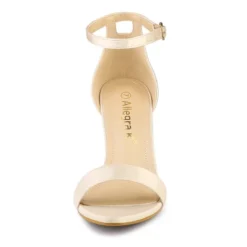 Allegra K Women's Satin Open Toe Ankle Strap Chunky Sandals