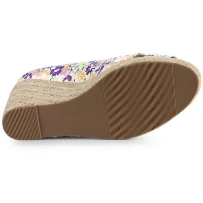 Allegra K Women's Peep Toe Platform Pumps Floral Espadrille Wedge Sandals 7 Allegra K Women's Peep Toe Platform Pumps Floral Espadrille Wedge Sandals - Image 5