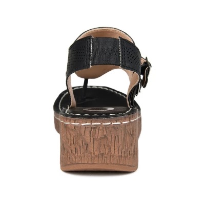 Journee Collection Womens Mckell Wedge Heel Buckle Sandals 4 Journee Collection Womens Mckell Wedge Heel Buckle Sandals - Image 2