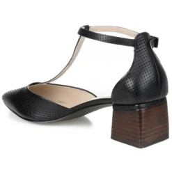 Journee Signature Womens Genuine Leather Cameela Buckle Low Stacked Heel Almond Toe Pumps -Georgia Shoes Shop GUEST 754c2f1d 327a 4c40 8e83 b4745ac493f9