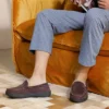 RockDove Men's Carter Faux Fur Lined Microsuede Moc Slipper