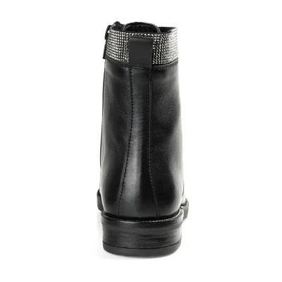 Journee Signature Womens Genuine Leather Natara Round Toe Stacked Combat Booties 4 Journee Signature Womens Genuine Leather Natara Round Toe Stacked Combat Booties - Image 2