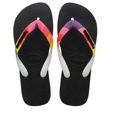 Havaianas - Women's Top Pride Strap Flip Flop Sandals - Black With Rainbow Strap 6 Havaianas - Women's Top Pride Strap Flip Flop Sandals - Black With Rainbow Strap - Image 4