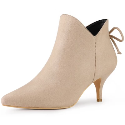 Perphy Women's Pointed Toe Bow Zip Kitten Heel Ankle Booties 10 Perphy Women's Pointed Toe Bow Zip Kitten Heel Ankle Booties - Image 8