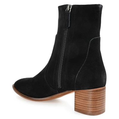 Journee Signature Womens Genuine Leather Airly Almond Toe Stacked Ankle Booties 8 Journee Signature Womens Genuine Leather Airly Almond Toe Stacked Ankle Booties - Image 6