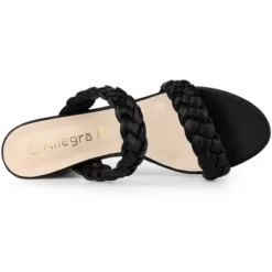 Allegra K Women's Braided Heeled Slip On Chunky Heel Slide Sandals -Georgia Shoes Shop GUEST 88104f21 5ee5 4e8b b1cd 03c59d2761c9
