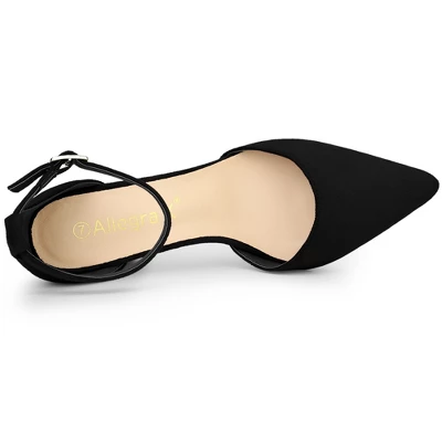 Allegra K Women's Ankle Strap Pointed Toe Block Heels Pumps 6 Allegra K Women's Ankle Strap Pointed Toe Block Heels Pumps - Image 4