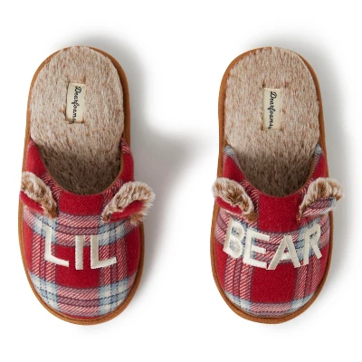 Dearfoams Kid's Unisex Lil Bear Red Plaid Scuff Slippers 7 Dearfoams Kid's Unisex Lil Bear Red Plaid Scuff Slippers - Image 5