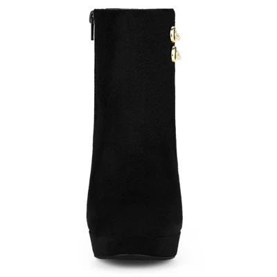 Allegra K Women's Round Toe Chunky High Heel Platform Ankle Boots 4 Allegra K Women's Round Toe Chunky High Heel Platform Ankle Boots - Image 2