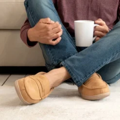 Isotoner Men's Microsuede Round Essentials Slippers - Cognac -Georgia Shoes Shop GUEST 8b2c809b ea2a 4f27 8a84 e1491c11501c