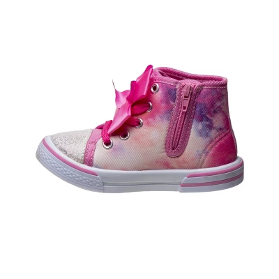 Laura Ashley Toddler Girls' Multi Color Bow Detail Lace Up Canvas Sneakers High Top - A Stylish And Versatile Option (Toddler) 3 Laura Ashley Toddler Girls' Multi Color Bow Detail Lace Up Canvas Sneakers High Top - A Stylish And Versatile Option (Toddler)