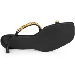 Perphy Snakeskin Printed Square Toe Chain Stiletto Heels Slide Sandals For Women -Georgia Shoes Shop GUEST 90b06d51 80ff 4fd9 8c0a 8aacc618b58e