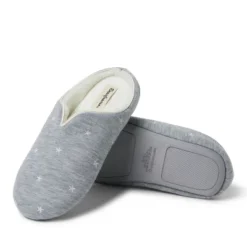 Dearfoams Womens Dori Embroidered Notch Clog Slipper