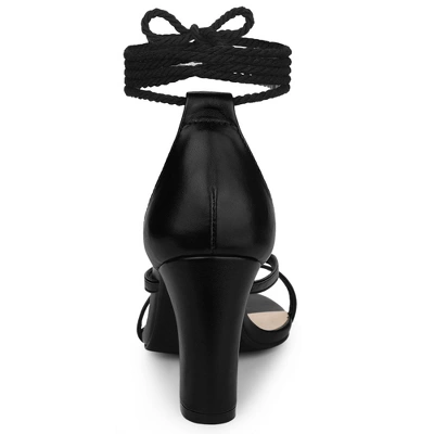 Allegra K Women's Flip Flops Chunky Heel Lace Up Heels Sandals 4 Allegra K Women's Flip Flops Chunky Heel Lace Up Heels Sandals - Image 2