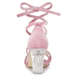 Allegra K Women's Velvet Lace Up Clear Heels Block Heel Sandals -Georgia Shoes Shop GUEST 97c99570 962c 48bc 80a0 0b763cbc10ea