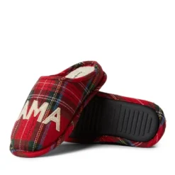 Dearfoams Women's Plaid Mama Bear Clog Slipper