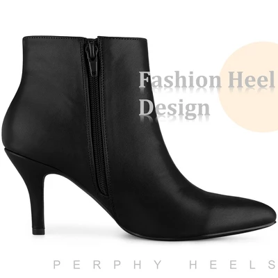 Perphy Women's Pointed Toe Side Zipper Stiletto Heel Ankle Booties 6 Perphy Women's Pointed Toe Side Zipper Stiletto Heel Ankle Booties - Image 4