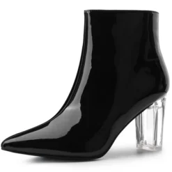 Allegra K Women's Clear Heel Pointy Toe Chunky Heels Ankle Boots -Georgia Shoes Shop GUEST 9b2c2038 ec40 4bb2 b03e c8f766ab6607