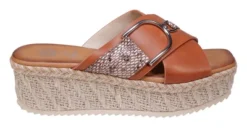 GC Shoes Lindsey Buckle Cross Strap Espadrille Slide Platform Sandals
