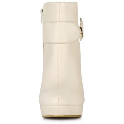 Allegra K Women's Chunky High Heels Platform Bow Decor Ankle Boots 4 Allegra K Women's Chunky High Heels Platform Bow Decor Ankle Boots - Image 2