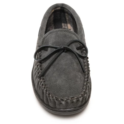 Minnetonka Men's Suede Plaid Lined Hardsole Moccasin Slippers 3 Minnetonka Men's Suede Plaid Lined Hardsole Moccasin Slippers