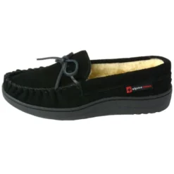 Alpine Swiss Sabine Womens Genuine Suede Shearling Slip On Moccasin Slippers -Georgia Shoes Shop GUEST a25dd072 f6f5 454a 977f f89156ba335f