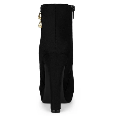 Allegra K Women's Round Toe Chunky High Heel Platform Ankle Boots 5 Allegra K Women's Round Toe Chunky High Heel Platform Ankle Boots - Image 3