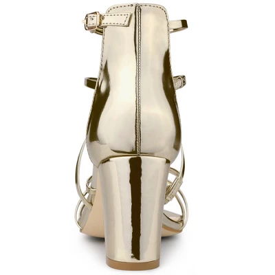 Allegra K Women's Strappy Crisscross Strap Block Heels Sandals 4 Allegra K Women's Strappy Crisscross Strap Block Heels Sandals - Image 2