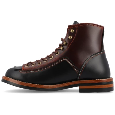 TAFT 365 Men's Model 007 Rugged Lace-up Boot In Black/Cherry 3 TAFT 365 Men's Model 007 Rugged Lace-up Boot In Black/Cherry