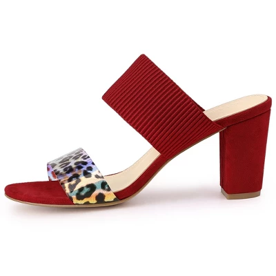 Allegra K Women's Leopard Printed Block Heeled Slide Sandals 7 Allegra K Women's Leopard Printed Block Heeled Slide Sandals - Image 5