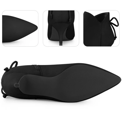 Perphy Women's Pointed Toe Bow Zip Kitten Heel Ankle Booties 4 Perphy Women's Pointed Toe Bow Zip Kitten Heel Ankle Booties - Image 2