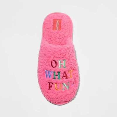 Women's Holiday Oh What Fun! Scuff Slippers - Wondershop™ Pink 4 Women's Holiday Oh What Fun! Scuff Slippers - Wondershop™ Pink - Image 2