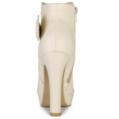 Allegra K Women's Chunky High Heels Platform Bow Decor Ankle Boots 5 Allegra K Women's Chunky High Heels Platform Bow Decor Ankle Boots - Image 3