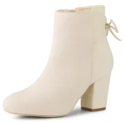 Allegra K Women's Round Toe Block Heel Back Zipper Ankle Boots -Georgia Shoes Shop GUEST b83318b7 9060 4605 bf8f ab2773d4a2b0