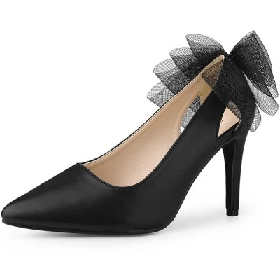 Allegra K Women's Pointed Toe Bow Decor Stiletto Heel Pumps 9 Allegra K Women's Pointed Toe Bow Decor Stiletto Heel Pumps - Image 7