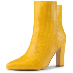 Allegra K Women's Crocodile Pointed Toe Chunky High Heels Ankle Boots -Georgia Shoes Shop GUEST bcb3efe2 ec32 4a99 901e 3ea111954007