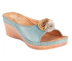 GC Shoes Sydney Flower Comfort Slide Wedge Sandals -Georgia Shoes Shop GUEST bd374120 c6f2 4ccf 9ba0 15a2872a6b2b