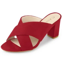 Allegra K Women's Crisscross Strap Block Heel Slide Sandals -Georgia Shoes Shop GUEST c3c800ce 08ba 4736 8114 d4bfbec07b0f