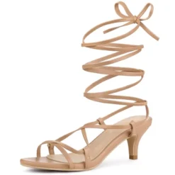 Allegra K Women's Strappy Lace Up Kitten Heels Sandals -Georgia Shoes Shop GUEST c56eabb0 23d0 4a42 bc5c fdc7ddd774fb