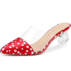 Allegra K Women's Polka Dots Clear Chunky Heels Slides Mules -Georgia Shoes Shop GUEST c5769a5b baab 434c 9906 91f0fc27d93e
