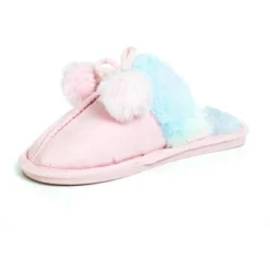 Limited Too Girl's House Slippers In Pink With Pom Poms And Colorful Fuzzy Footbed -Georgia Shoes Shop GUEST c8a5b3fa e16d 4cc4 a36f ce623c1b824b