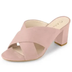 Allegra K Women's Crisscross Strap Block Heel Slide Sandals -Georgia Shoes Shop GUEST ca8bdeaa f016 4d2f 830a 059335326f0a
