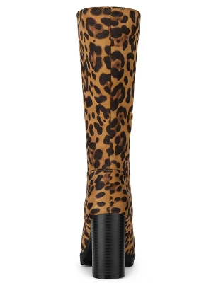 Allegra K Women's Mid Calf Block Heel Boots 5 Allegra K Women's Mid Calf Block Heel Boots - Image 3