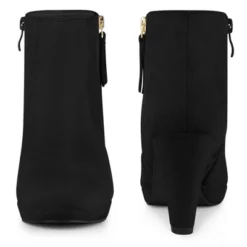 Perphy Women's Suede Platform Round Toe Chunky Heels Ankle Boots