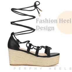 Perphy Lace Up Platform Wedge Heel Strappy Sandals For Women -Georgia Shoes Shop GUEST cbe94dc4 4789 4849 b74d 78b8cd03b99d